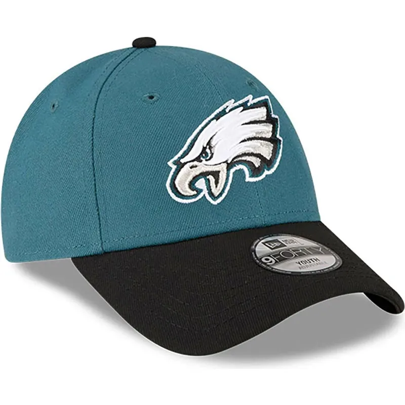 cappello-curvo-verde-e-nero-regolabile-per-bambino-9forty-the-league-dei-philadelphia-eagles-nfl-di-new-era