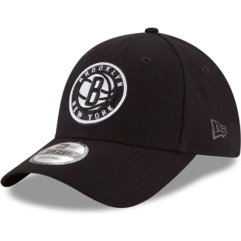schwarze-verstellbare-kinder-cap-mit-gebogenem-schirm-9forty-the-league-der-brooklyn-nets-nba-von-new-era