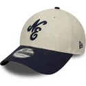 casquette-courbee-beige-et-bleue-marine-ajustable-9forty-linen-new-era