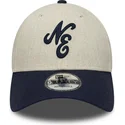 new-era-curved-brim-9forty-linen-beige-and-navy-blue-adjustable-cap