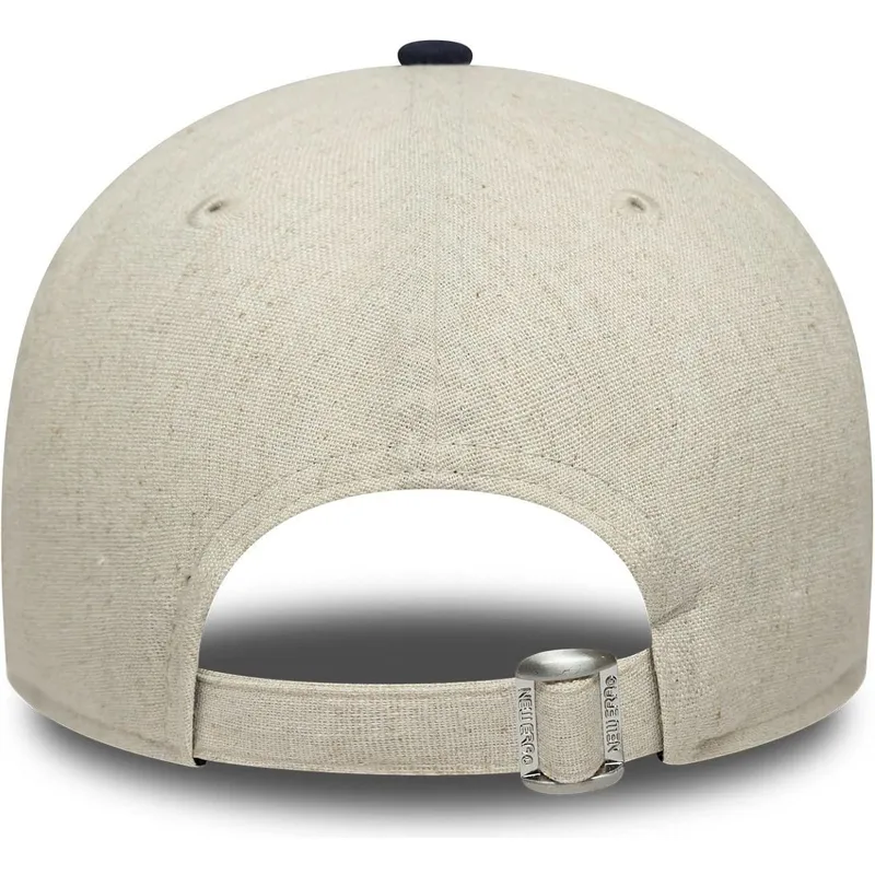 new-era-curved-brim-9forty-linen-beige-and-navy-blue-adjustable-cap