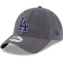 casquette-courbee-grise-ajustable-avec-logo-bleu-9twenty-core-classic-los-angeles-dodgers-mlb-new-era