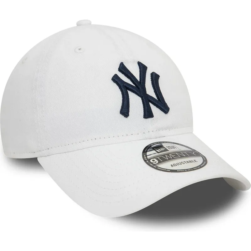 vit-justerbar-kurvad-keps-med-bla-logotyp-9twenty-core-classic-fran-new-york-yankees-mlb-av-new-era