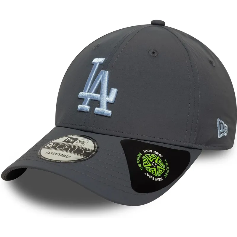 gra-justerbar-kurvad-keps-med-bla-logotyp-9forty-recycled-fran-los-angeles-dodgers-mlb-av-new-era