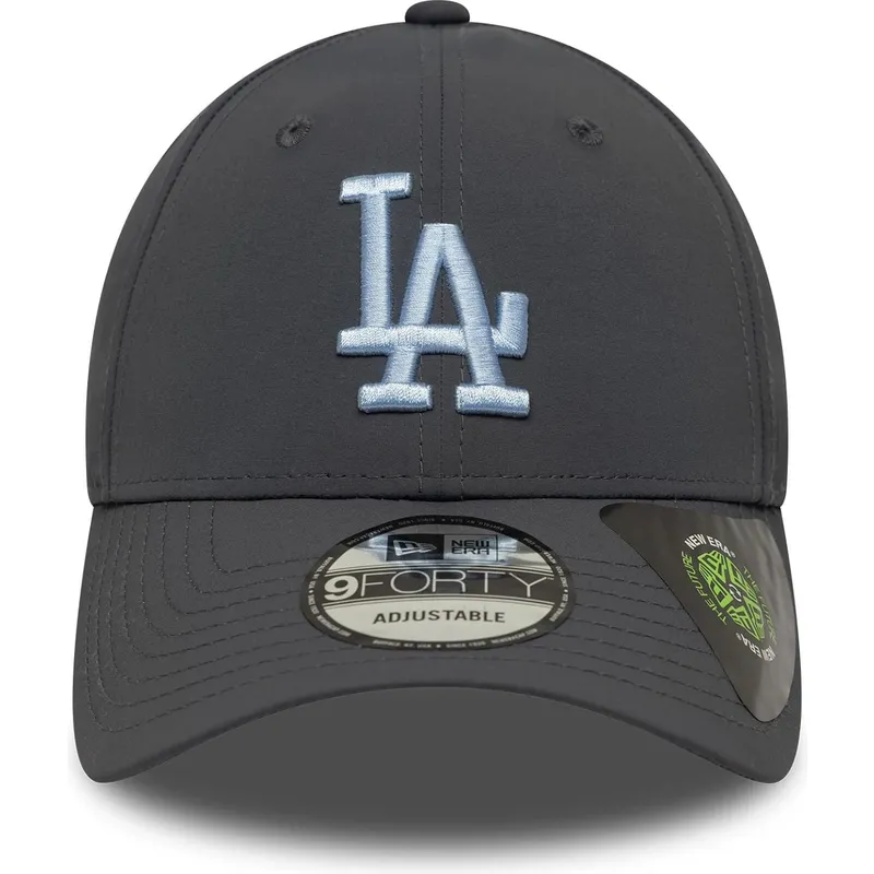 gra-justerbar-kurvad-keps-med-bla-logotyp-9forty-recycled-fran-los-angeles-dodgers-mlb-av-new-era