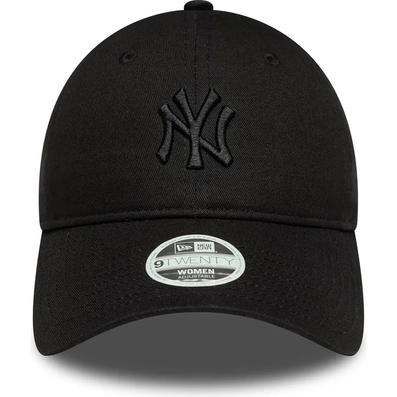svart-bojd-justerbar-keps-for-dam-med-svart-logotyp-9twenty-bow-back-fran-new-york-yankees-mlb-av-new-era