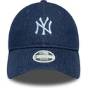 casquette-courbee-bleue-marine-ajustable-pour-femme-9twenty-denim-new-york-yankees-mlb-new-era