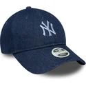 casquette-courbee-bleue-marine-ajustable-pour-femme-9twenty-denim-new-york-yankees-mlb-new-era