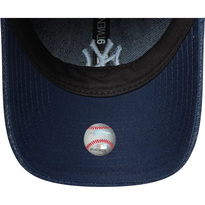 verstellbare-damenkappe-mit-gebogenem-schirm-in-marineblau-9twenty-denim-der-new-york-yankees-mlb-von-new-era