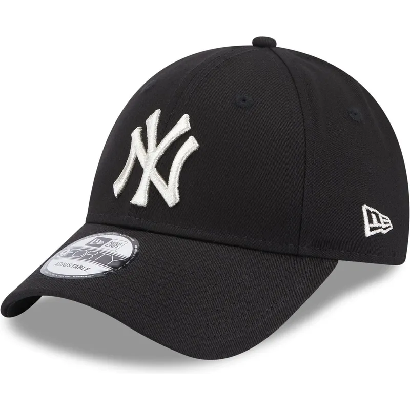 cappellino-curvo-nero-regolabile-da-donna-9forty-metallic-logo-dei-new-york-yankees-mlb-di-new-era