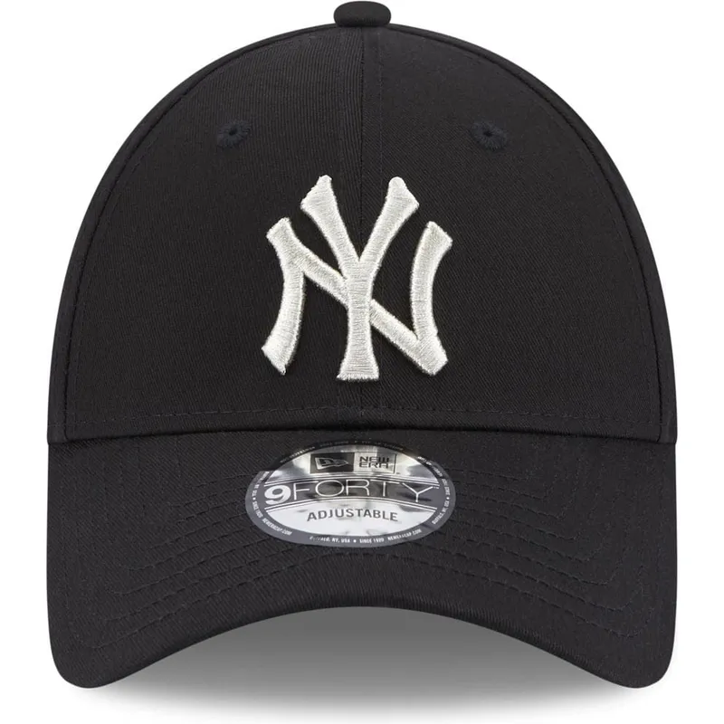 svart-bojd-justerbar-keps-for-dam-9forty-metallic-logo-fran-new-york-yankees-mlb-av-new-era
