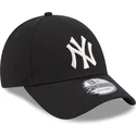 schwarze-gebogene-verstellbare-damenkappe-9forty-metallic-logo-der-new-york-yankees-mlb-von-new-era
