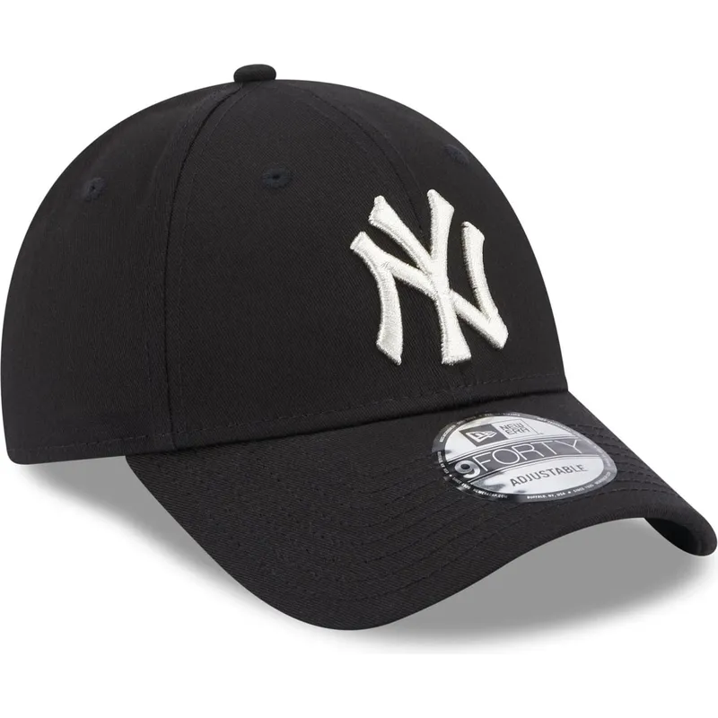 cappellino-curvo-nero-regolabile-da-donna-9forty-metallic-logo-dei-new-york-yankees-mlb-di-new-era