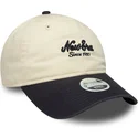 casquette-courbee-beige-et-bleue-marine-ajustable-pour-femme-9twenty-new-era