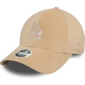 casquette-courbee-beige-ajustable-pour-femme-9forty-velour-diamante-los-angeles-dodgers-mlb-new-era
