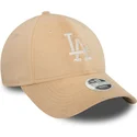 casquette-courbee-beige-ajustable-pour-femme-9forty-velour-diamante-los-angeles-dodgers-mlb-new-era