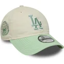 casquette-courbee-beige-et-verte-ajustable-pour-femme-9twenty-world-series-cooperstown-los-angeles-dodgers-mlb-new-era