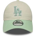 casquette-courbee-beige-et-verte-ajustable-pour-femme-9twenty-world-series-cooperstown-los-angeles-dodgers-mlb-new-era