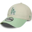 casquette-courbee-beige-et-verte-ajustable-pour-femme-9twenty-world-series-cooperstown-los-angeles-dodgers-mlb-new-era