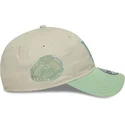 casquette-courbee-beige-et-verte-ajustable-pour-femme-9twenty-world-series-cooperstown-los-angeles-dodgers-mlb-new-era