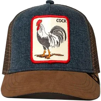 Goorin Bros. Big Strut braune Trucker-Kappe aus Denim und Hahn.