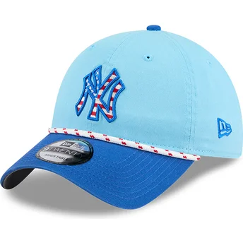 New York Yankees MLB New Era 9TWENTY justerbar blå böjd keps 4 juli