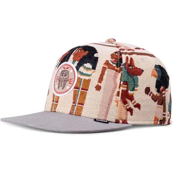 Casquette plate beige et grise snapback Tutanch Linen Djinns