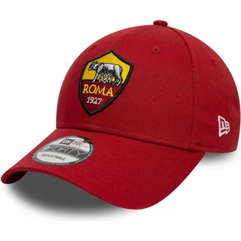 Justerbar röd böjd keps 9FORTY Core av Associazione Sportiva Roma Serie A från New Era
