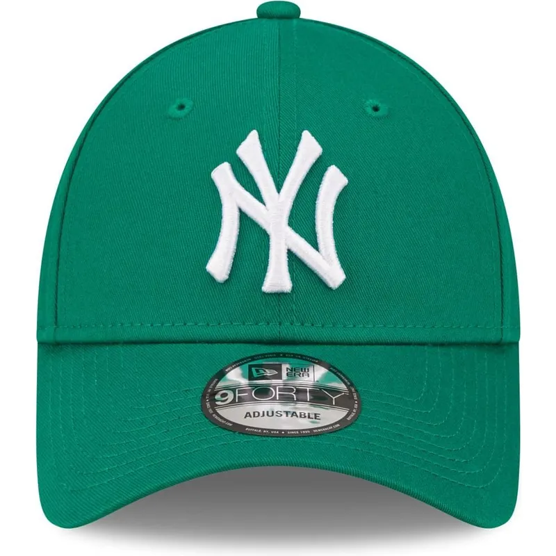 new-era-9forty-league-essential-new-york-yankees-mlb-grune-verstellbare-damenkappe-mit-gebogenem-schirm