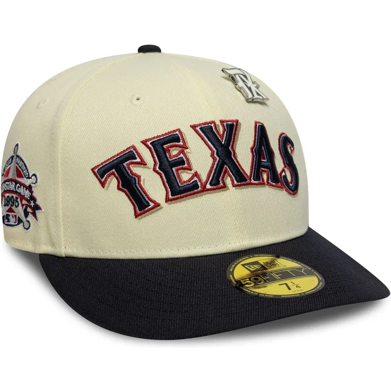cappellino-curvo-beige-e-blu-navy-aderente-59fifty-all-star-game-pin-dei-texas-rangers-mlb-di-new-era