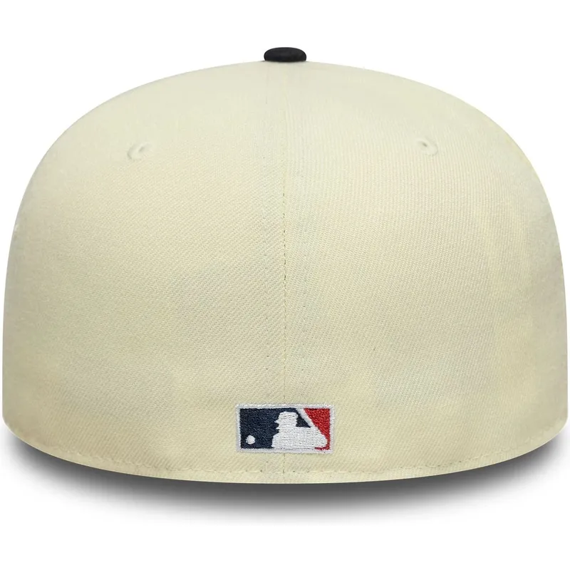 cappellino-curvo-beige-e-blu-navy-aderente-59fifty-all-star-game-pin-dei-texas-rangers-mlb-di-new-era