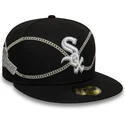 casquette-plate-noire-ajustee-59fifty-chain-wrap-chicago-white-sox-mlb-new-era