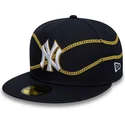 casquette-plate-bleue-marine-ajustee-59fifty-chain-wrap-new-york-yankees-mlb-new-era