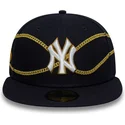 cappello-piatto-blu-marino-chiuso-59fifty-chain-wrap-dei-new-york-yankees-mlb-di-new-era