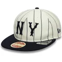 cappello-piatto-beige-e-blu-navy-regolabile-9fifty-retro-crown-heritage-dei-new-york-yankees-mlb-di-new-era