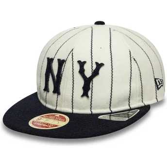 Beige und marineblaue verstellbare flache Kappe 9FIFTY Retro Crown Heritage der New York Yankees MLB von New Era