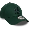 casquette-courbee-verte-ajustable-avec-logo-vert-9forty-league-essential-new-york-yankees-mlb-new-era