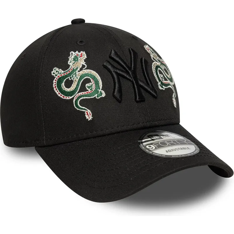 schwarze-verstellbare-kappe-mit-gebogenem-schirm-und-schwarzem-logo-9forty-icon-dragon-der-new-york-yankees-mlb-von-new-era