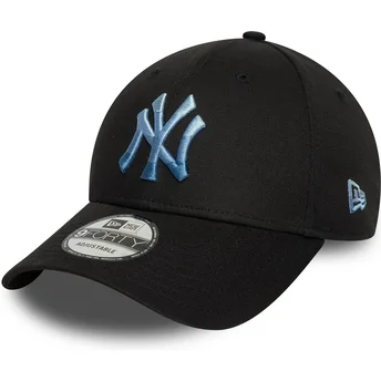 Svart justerbar böjd keps med blå logotyp 9FORTY Ombre Infill av New York Yankees MLB från New Era
