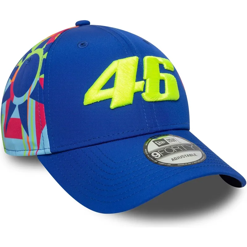 9forty-fanwear-snapback-kappe-mit-gebogenem-schirm-in-blau-von-valentino-rossi-vr46-motogp-von-new-era
