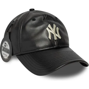 Casquette courbée noire ajustable 9TWENTY Leather New York Yankees MLB New Era