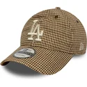 casquette-courbee-marron-ajustable-9twenty-houndstooth-los-angeles-dodgers-mlb-new-era