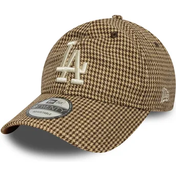 Casquette courbée marron ajustable 9TWENTY Houndstooth Los Angeles Dodgers MLB New Era
