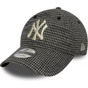 casquette-courbee-noire-ajustable-9twenty-houndstooth-new-york-yankees-mlb-new-era