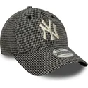 casquette-courbee-noire-ajustable-9twenty-houndstooth-new-york-yankees-mlb-new-era