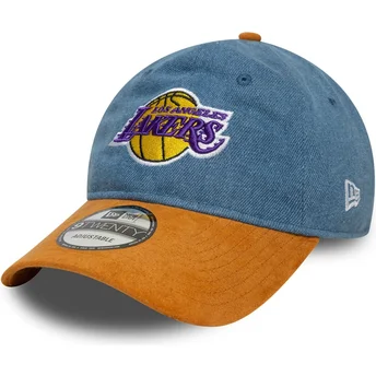 Böjd blå och brun justerbar keps 9TWENTY Denim Midi från Los Angeles Lakers NBA av New Era