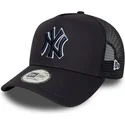 casquette-trucker-bleue-marine-avec-logo-bleu-marine-a-frame-outline-new-york-yankees-mlb-new-era