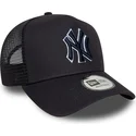 casquette-trucker-bleue-marine-avec-logo-bleu-marine-a-frame-outline-new-york-yankees-mlb-new-era