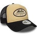 casquette-trucker-beige-et-noire-a-frame-foam-oval-patch-new-era
