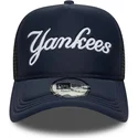 casquette-trucker-bleue-marine-a-frame-script-new-york-yankees-mlb-new-era